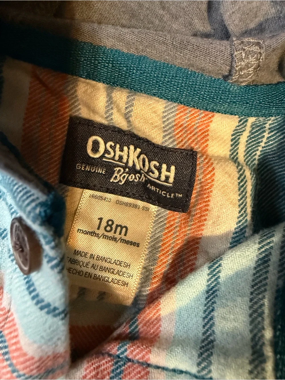 OshKosh B'gosh Striped Hooded Button-Down Shirt - Blue & Peach